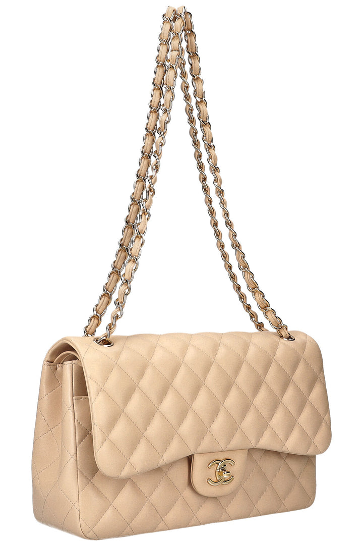 CHANEL Large Double Flap Bag Beige