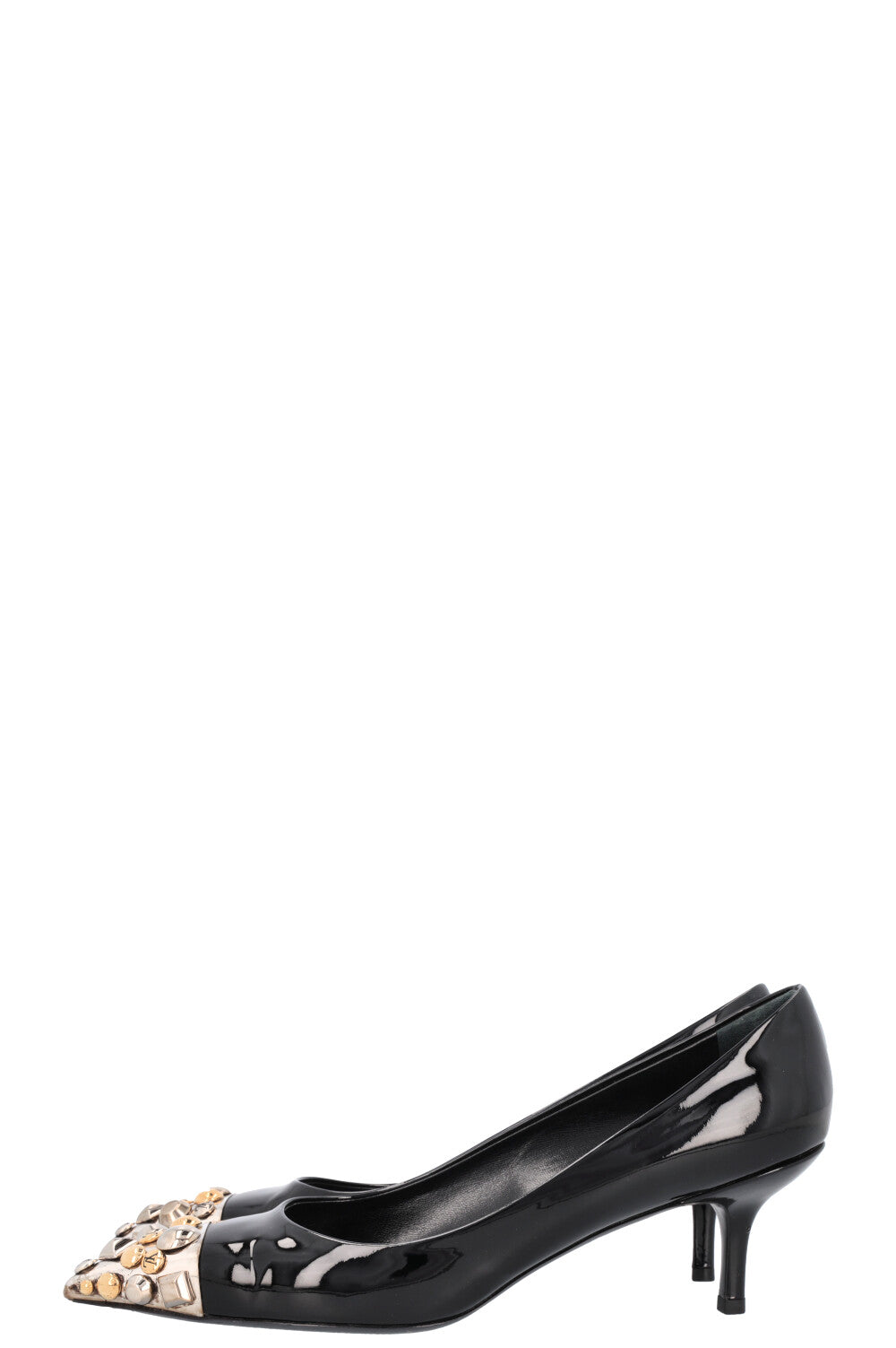 LOUIS VUITTON Crystal Toe Heels Black Patent