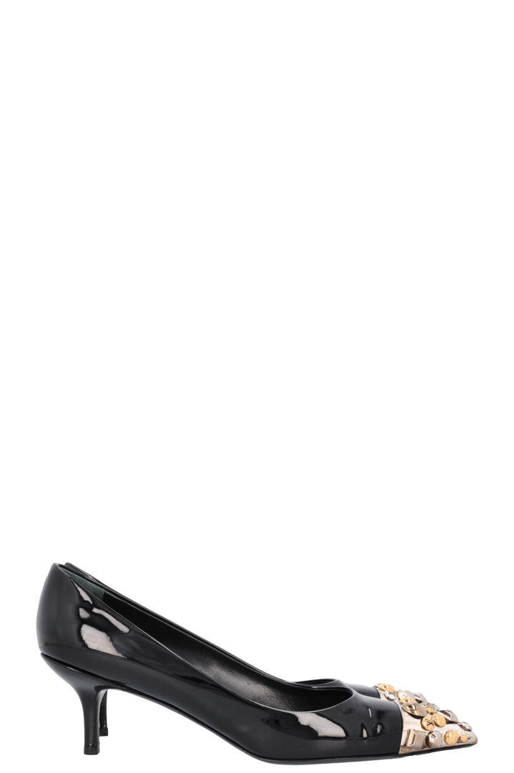LOUIS VUITTON Crystal Toe Heels Black Patent