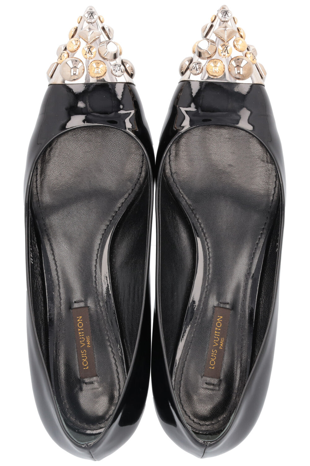LOUIS VUITTON Crystal Toe Heels Black Patent