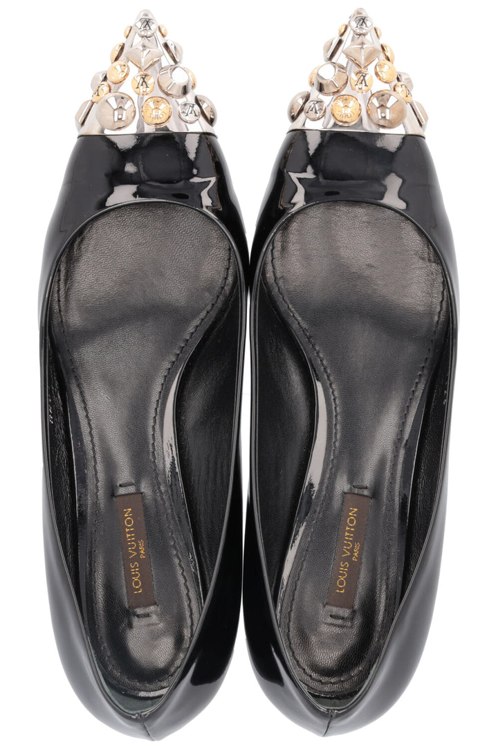 LOUIS VUITTON Crystal Toe Heels Black Patent