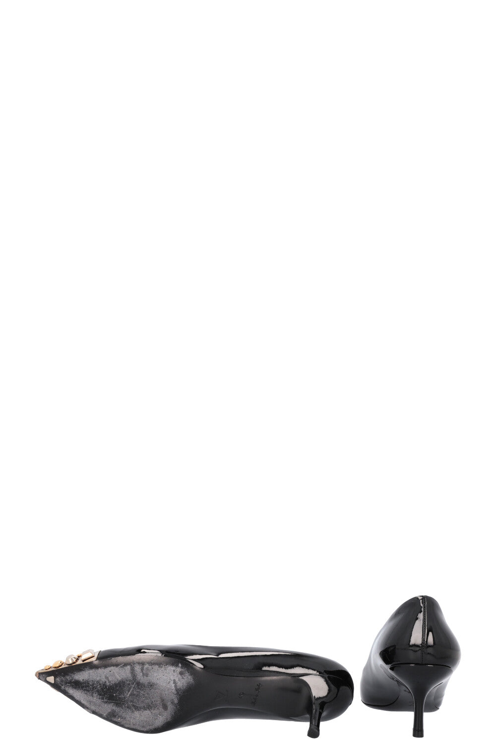 LOUIS VUITTON Crystal Toe Heels Black Patent