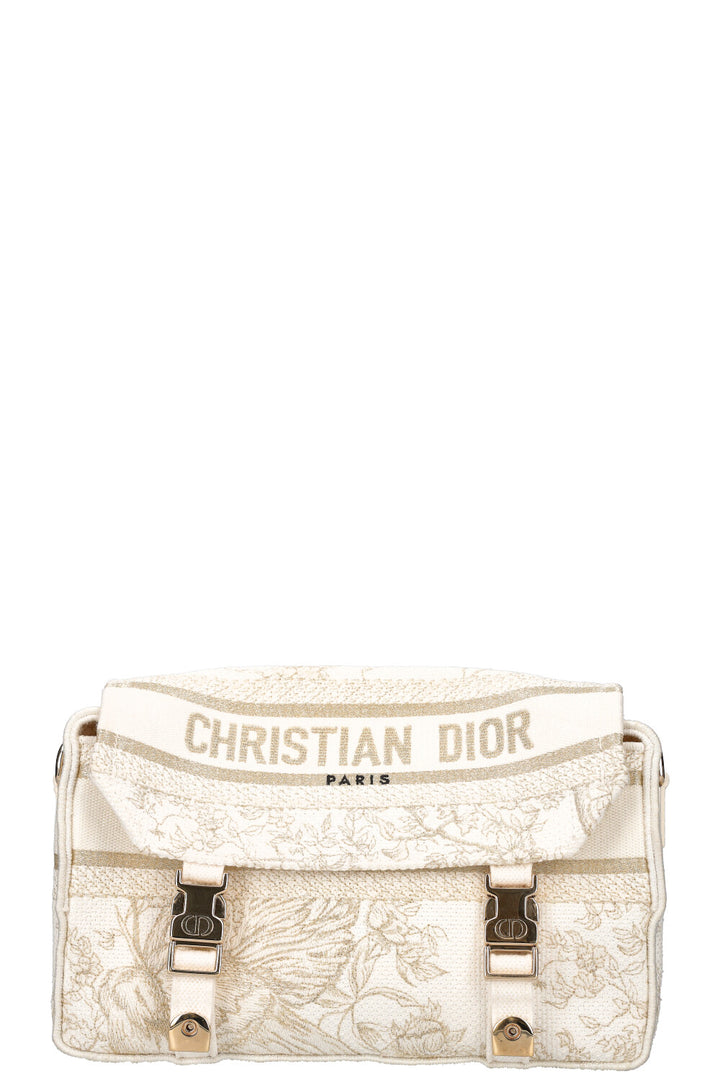 CHRISTIAN DIOR Diorcamp Messenger Bag Gold White