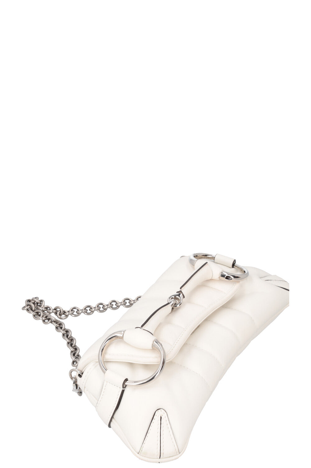 white gucci purse with silver chain