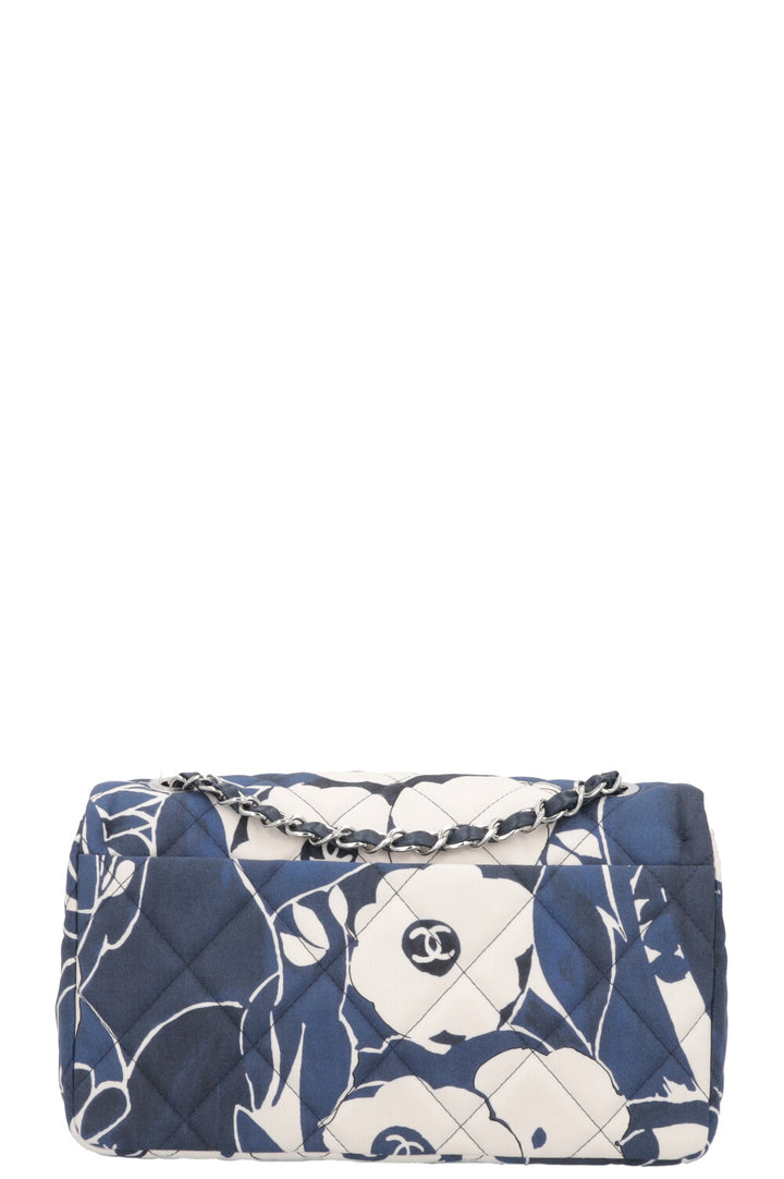 CHANEL Flowers Single Flap Bag 2022 Medium Canvas Blue