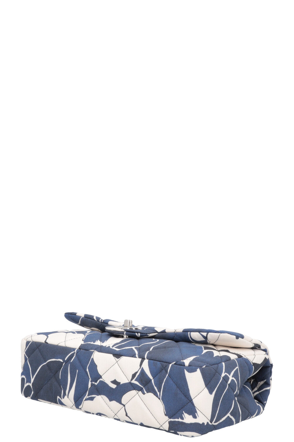 CHANEL Flowers Single Flap Bag 2022 Medium Canvas Blue