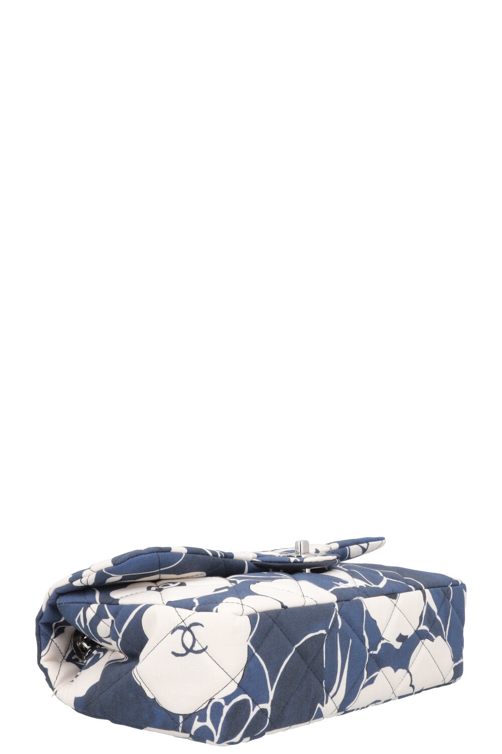 CHANEL Flowers Single Flap Bag 2022 Medium Canvas Blue