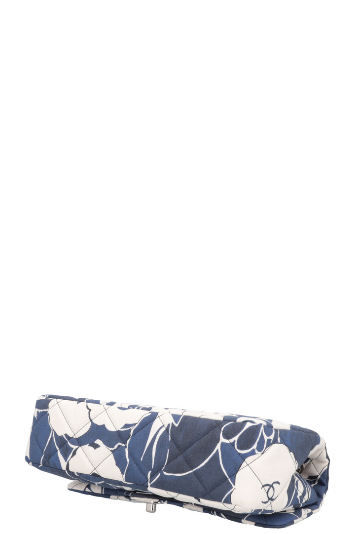 CHANEL Flowers Single Flap Bag 2022 Medium Canvas Blue