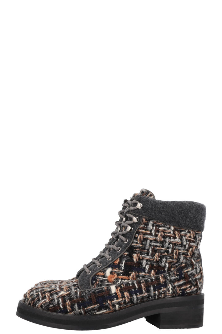 CHANEL Tweed Hiking Boots Multicolor