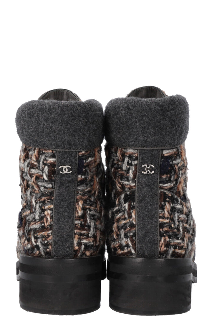 CHANEL Tweed Hiking Boots Multicolor