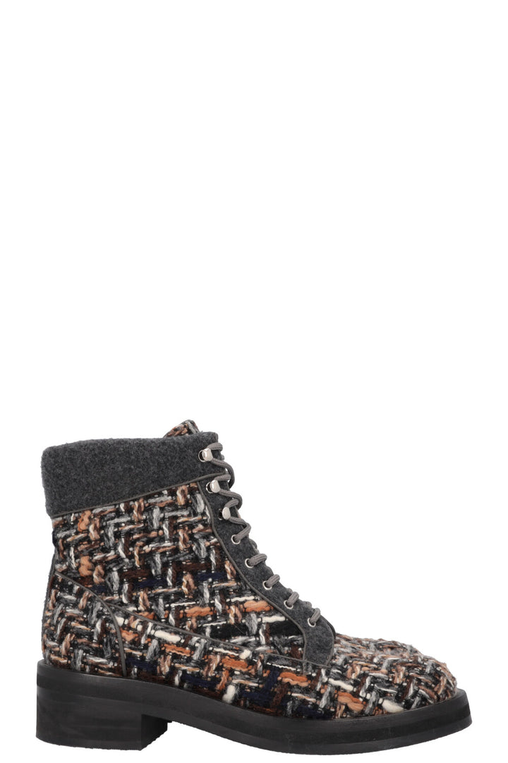 CHANEL Tweed Hiking Boots Multicolor