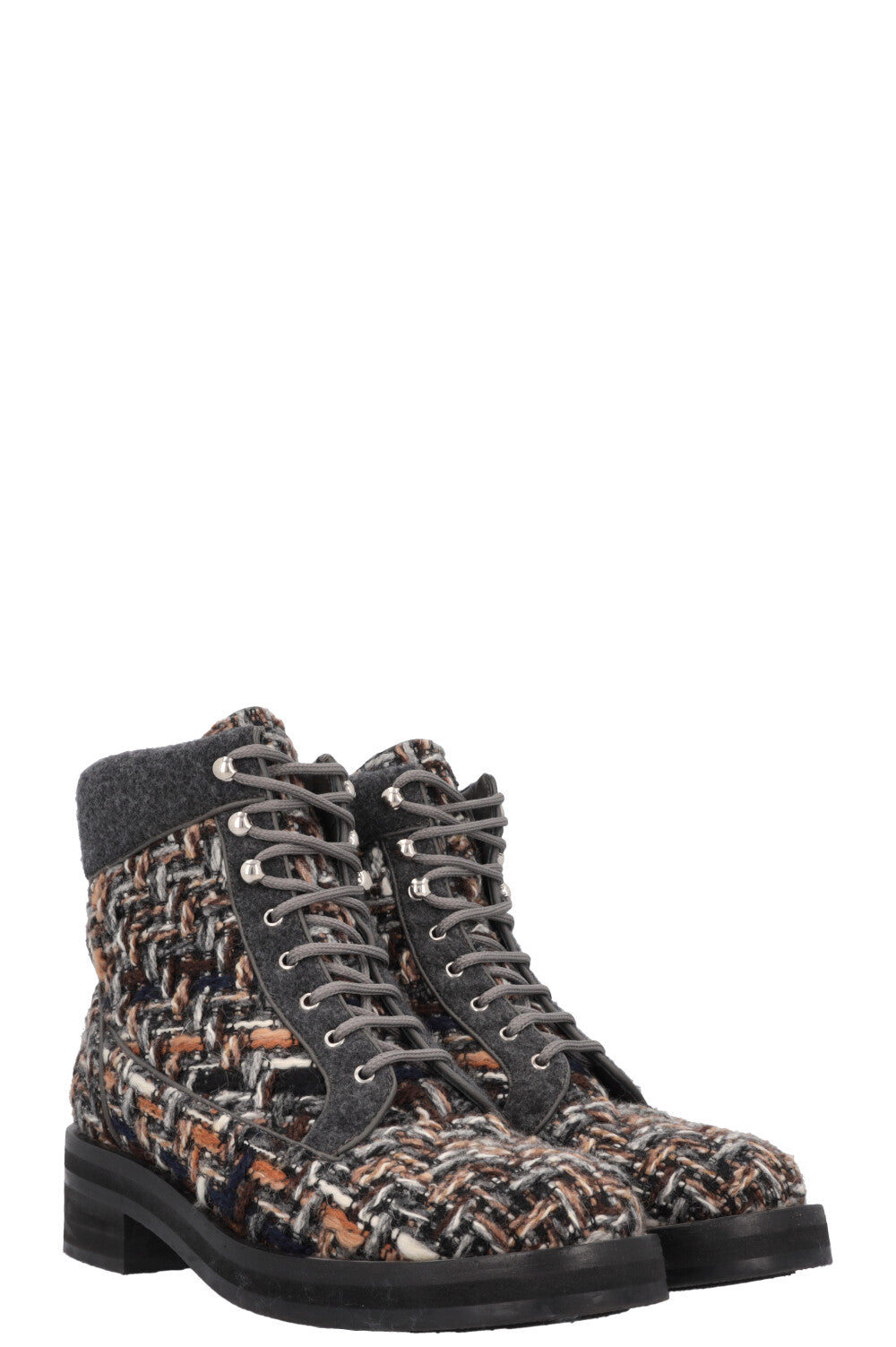 CHANEL Tweed Hiking Boots Multicolor