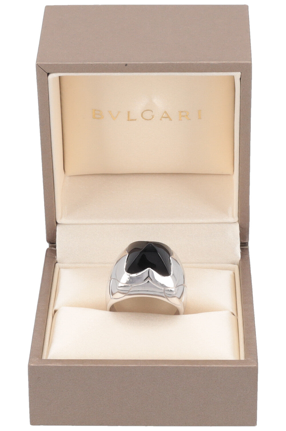 BVLGARI Pyramid Ring 18k White Gold Onyx