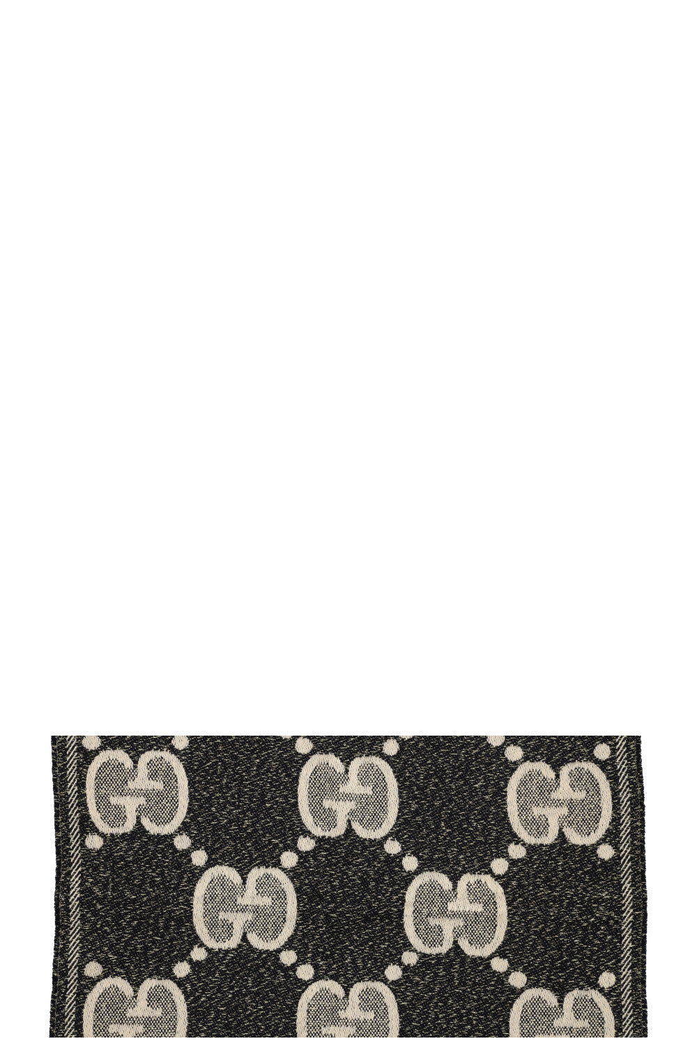 GUCCI GG Scarf Wool Black Gold Beige