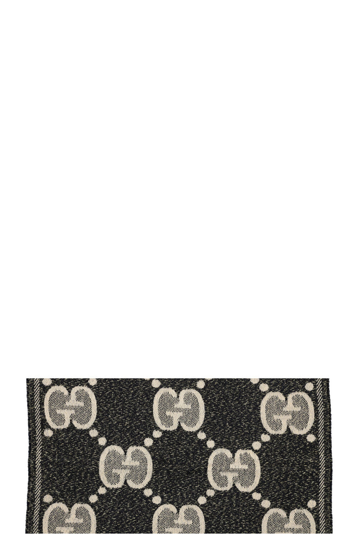 GUCCI GG Scarf Wool Black Gold Beige
