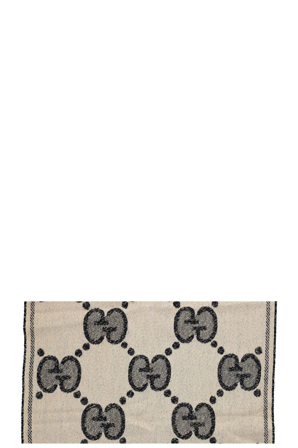 GUCCI GG Scarf Wool Black Gold Beige