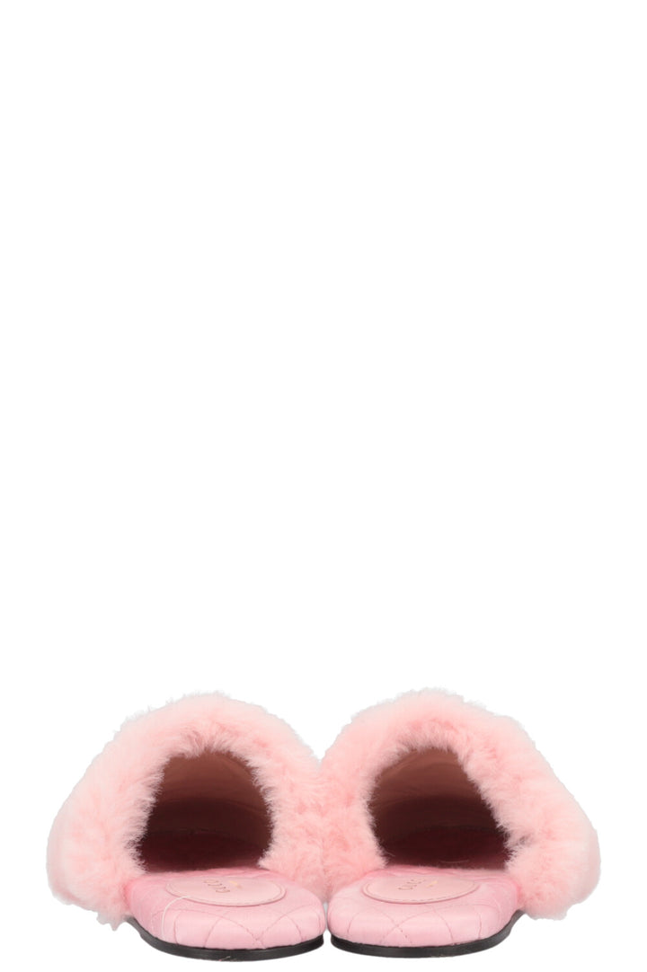 GUCCI GG Interlocking Flats Shearling Pink