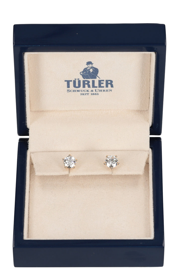 TÜRLER Solitaire Diamond Earrings Gold