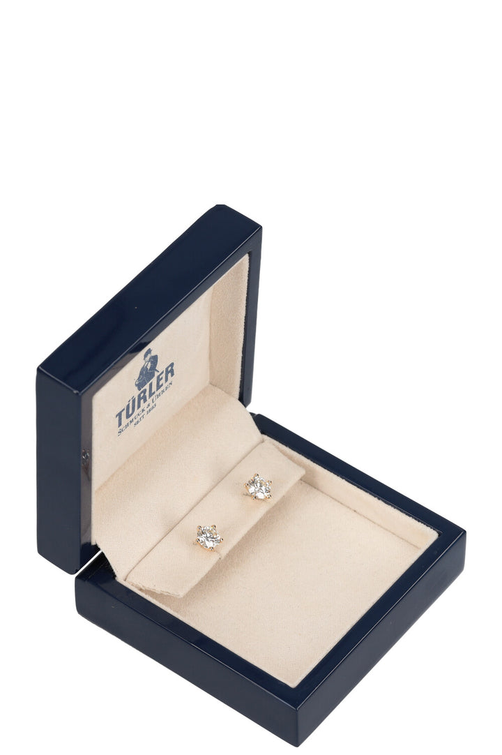 TÜRLER Solitaire Diamond Earrings Gold