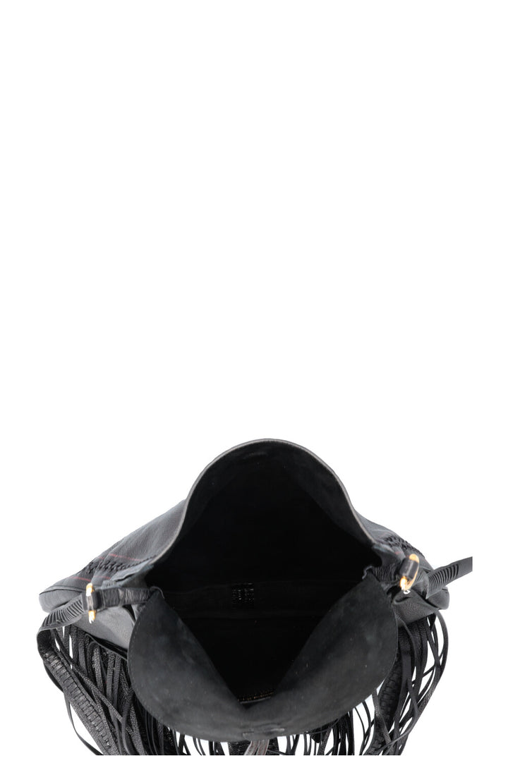 CHRISTIAN DIOR Niki De Saint Phalle Fringed Hobo Bag Leather Black