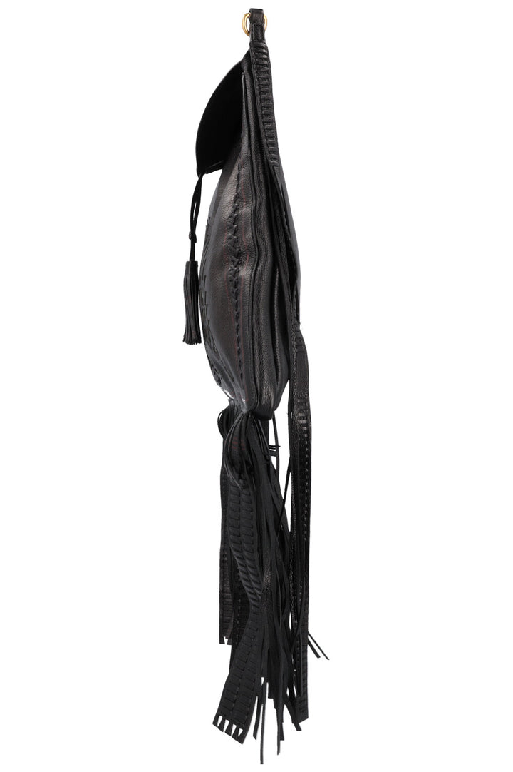 CHRISTIAN DIOR Niki De Saint Phalle Fringed Hobo Bag Leather Black