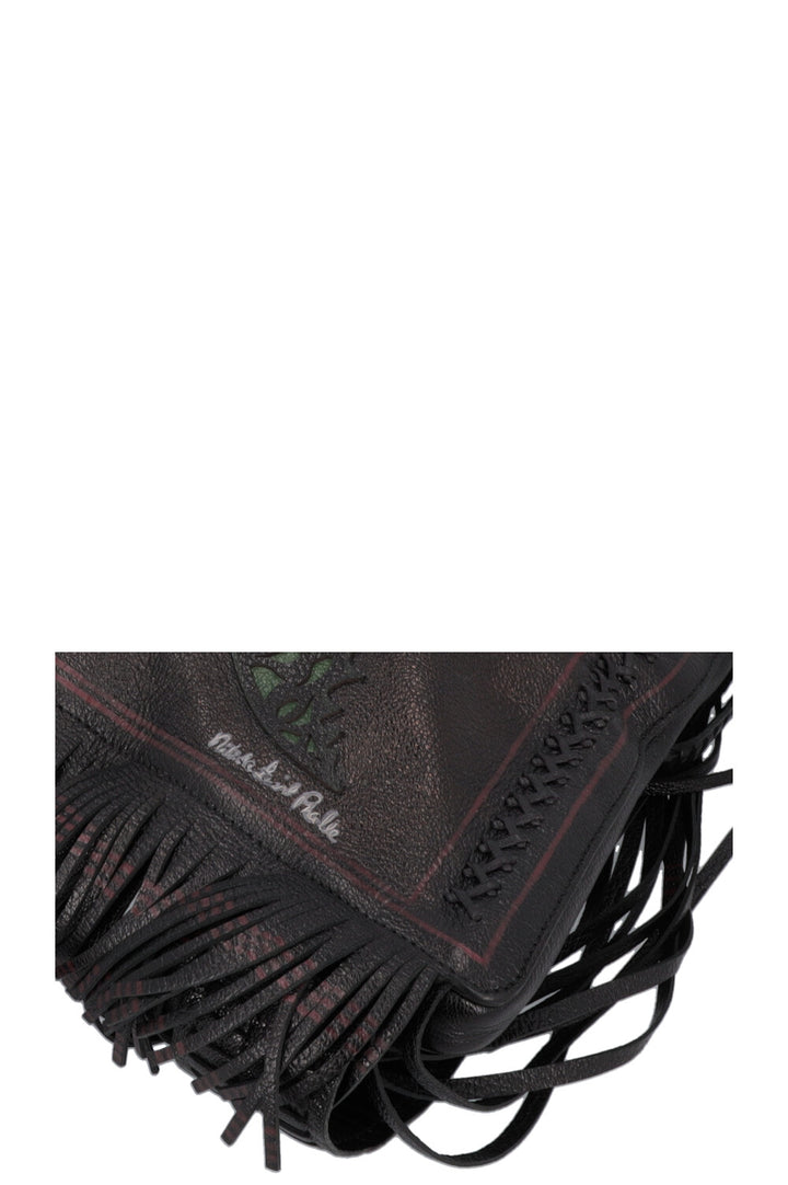 CHRISTIAN DIOR Niki De Saint Phalle Fringed Hobo Bag Leather Black