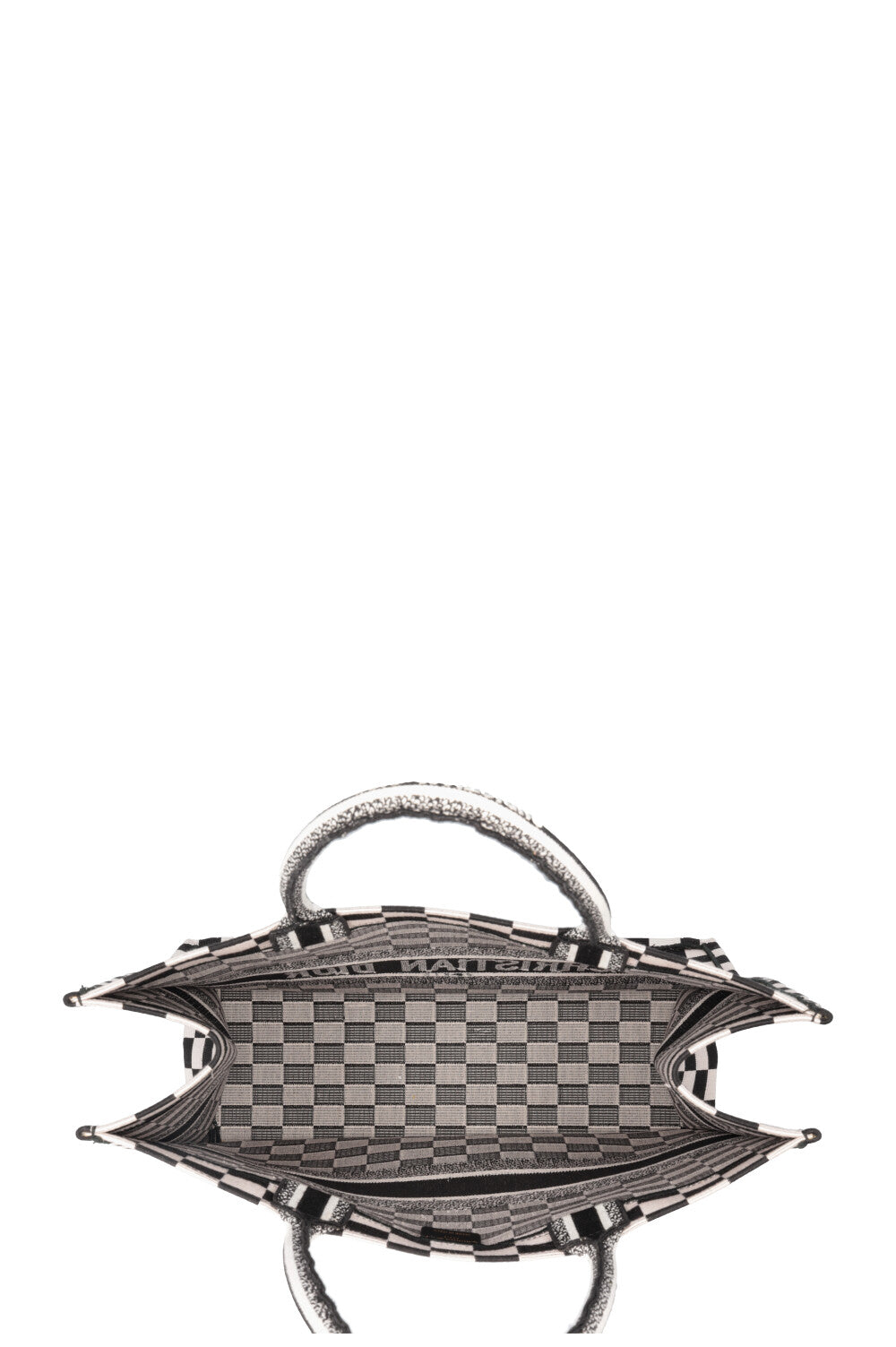 CHRISTIAN DIOR Medium Check Book Tote Black White