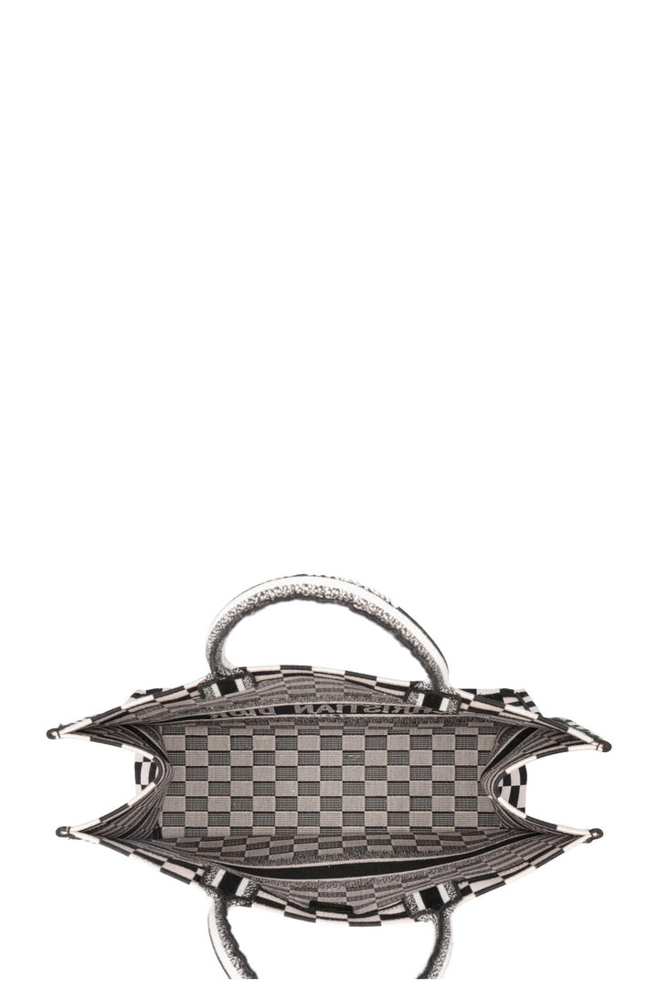 CHRISTIAN DIOR Medium Check Book Tote Black White