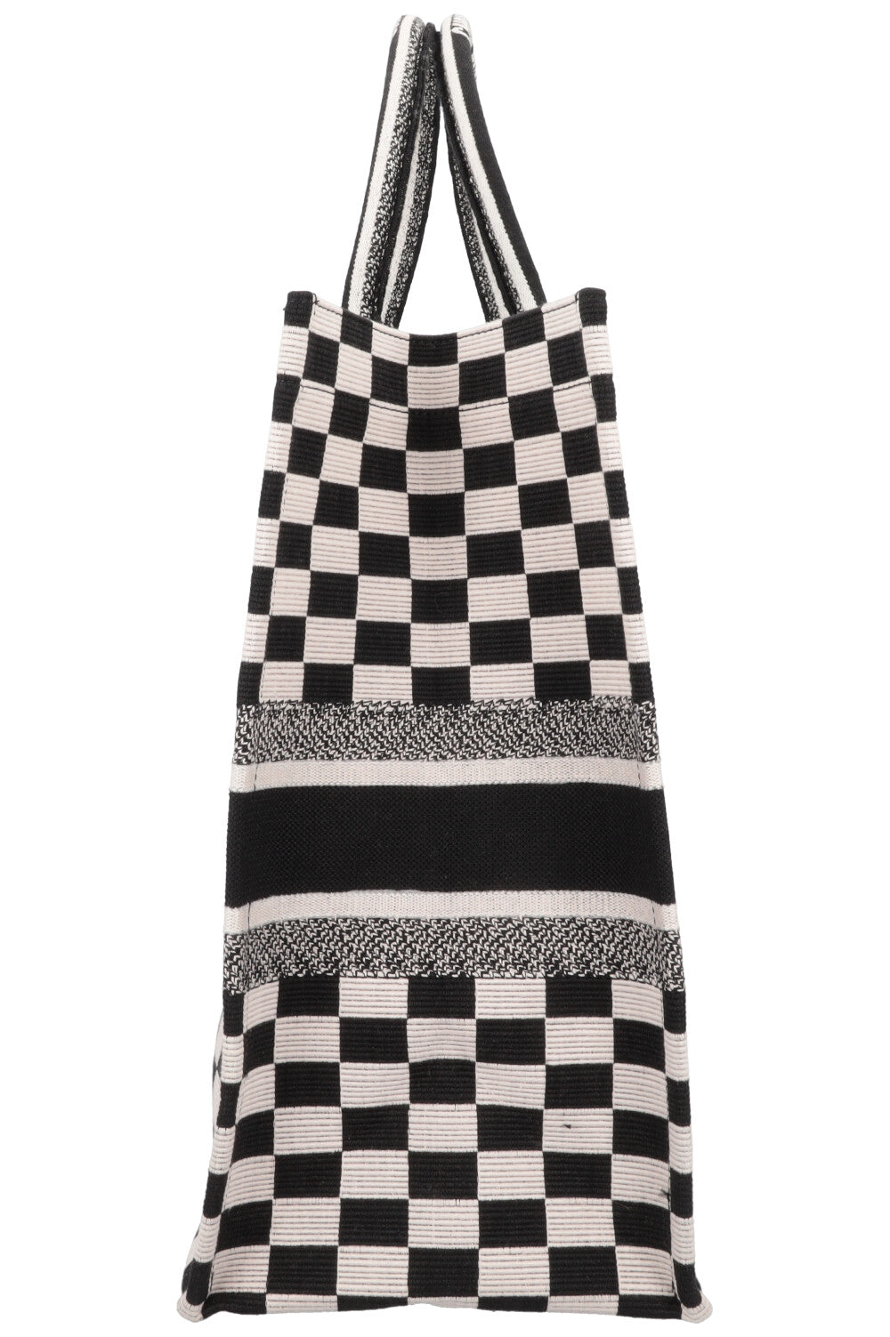 CHRISTIAN DIOR Medium Check Book Tote Black White