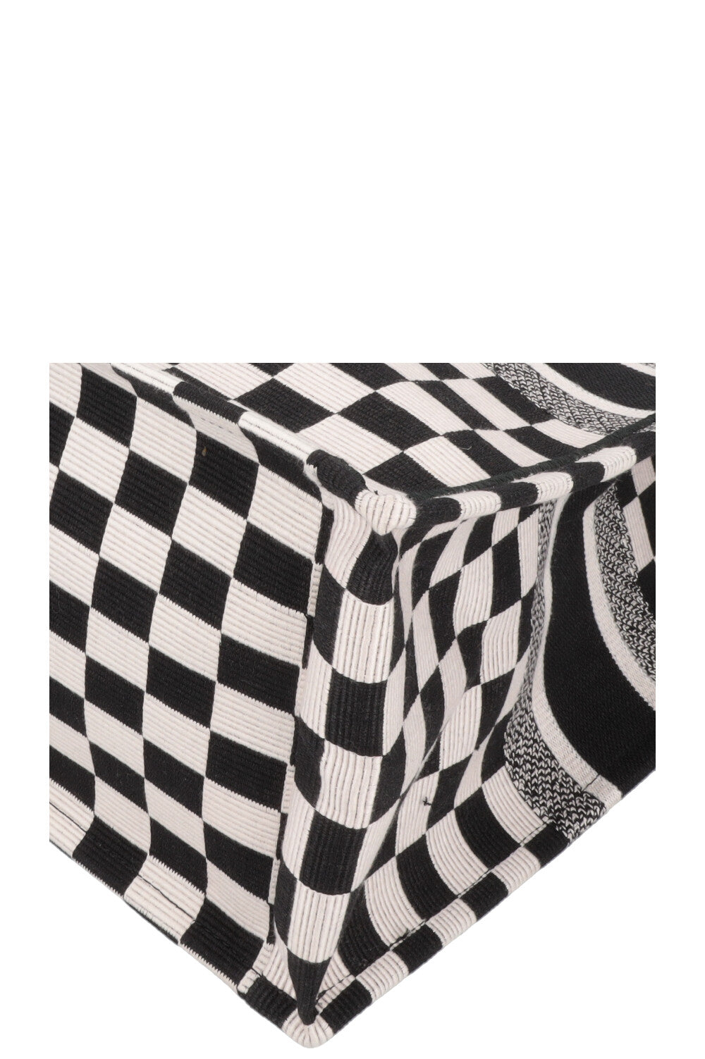 CHRISTIAN DIOR Medium Check Book Tote Black White