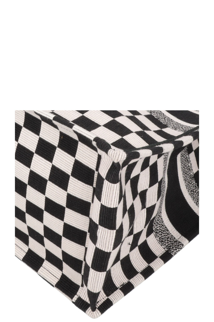 CHRISTIAN DIOR Medium Check Book Tote Black White