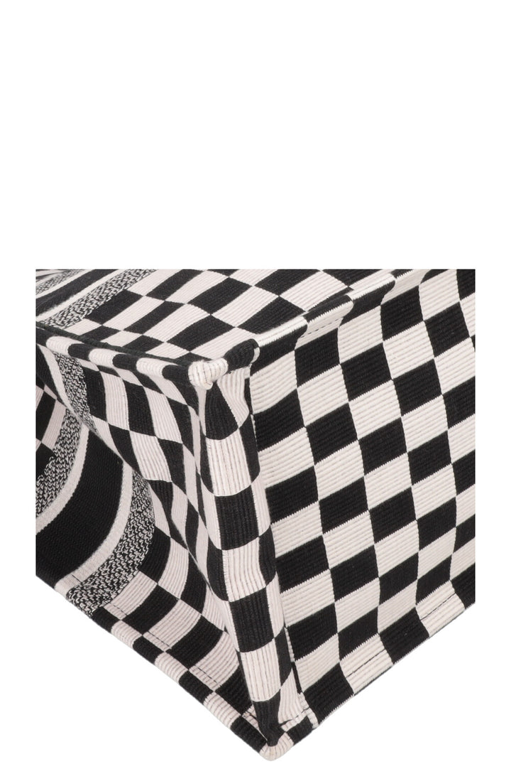 CHRISTIAN DIOR Medium Check Book Tote Black White