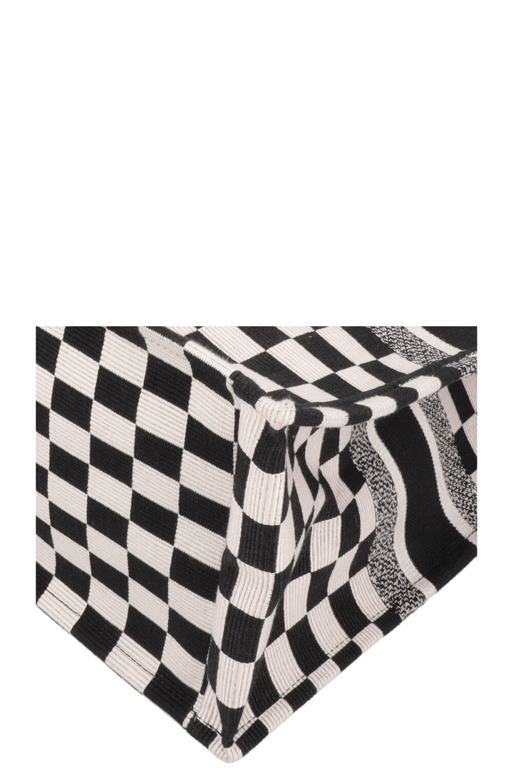 CHRISTIAN DIOR Medium Check Book Tote Black White