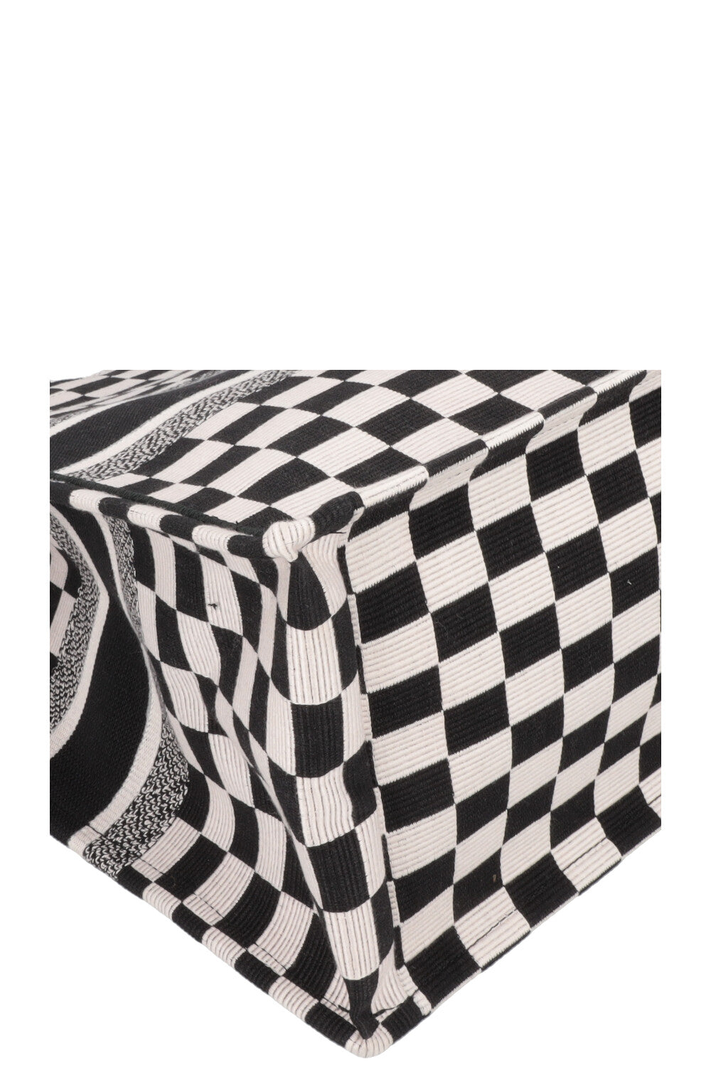 CHRISTIAN DIOR Medium Check Book Tote Black White