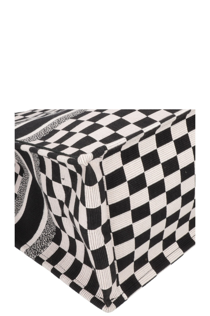 CHRISTIAN DIOR Medium Check Book Tote Black White