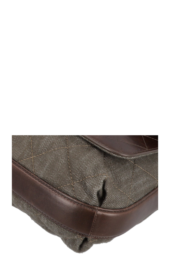 CHANEL 2016 Single Flap Large Green Brown