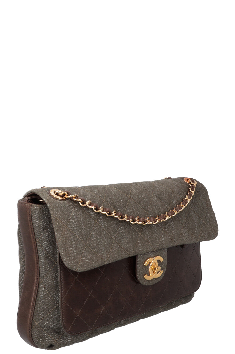 CHANEL 2016 Single Flap Large Green Brown