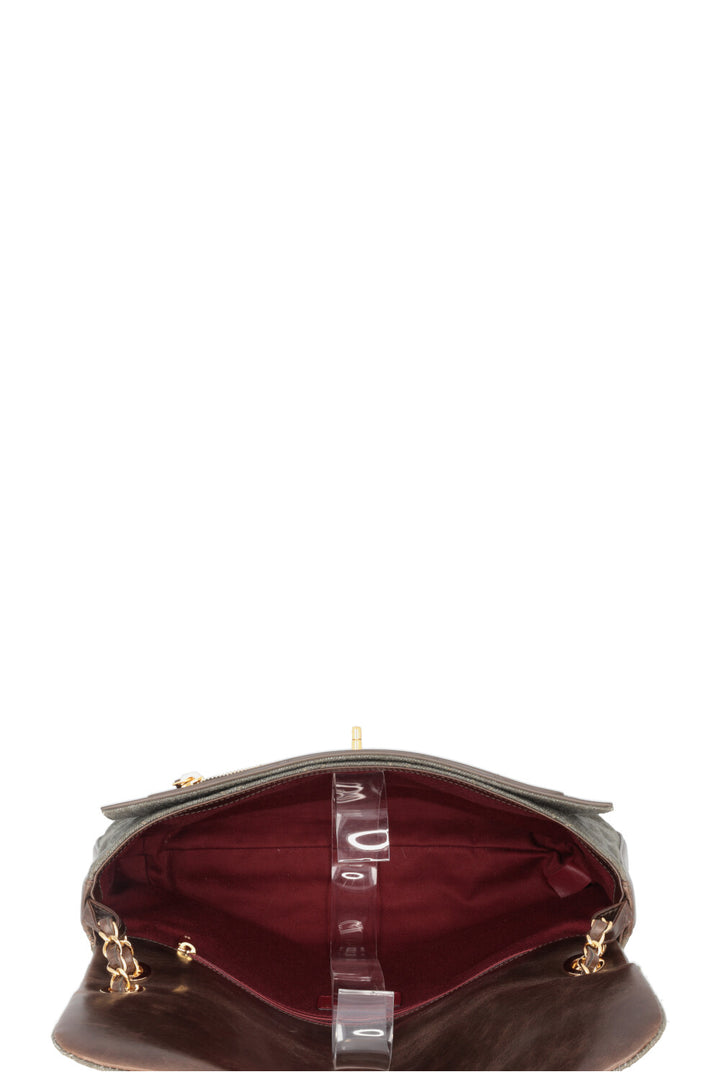 CHANEL 2016 Single Flap Large Green Brown