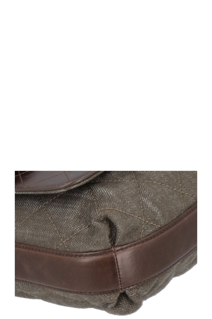 CHANEL 2016 Single Flap Large Green Brown