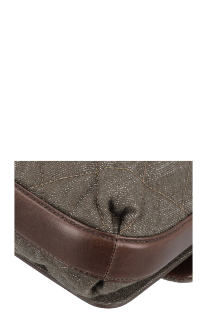 CHANEL 2016 Single Flap Large Green Brown