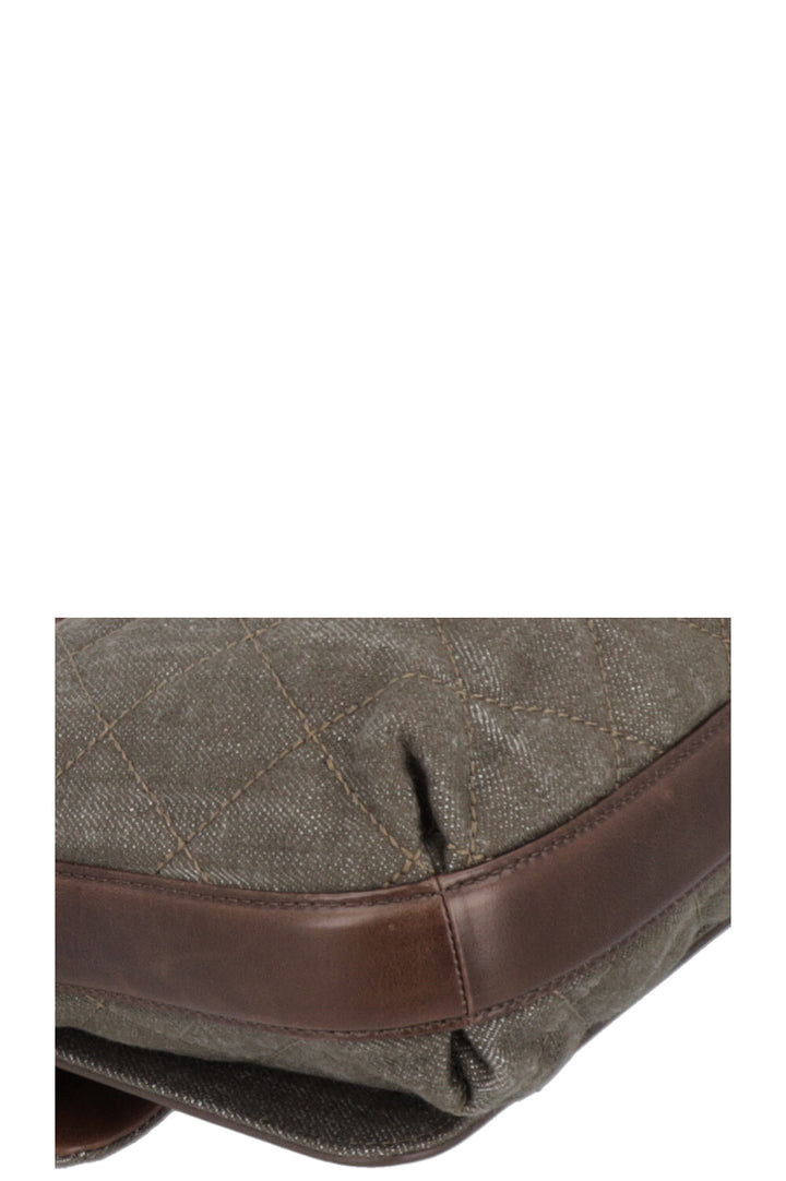 CHANEL 2016 Single Flap Large Green Brown