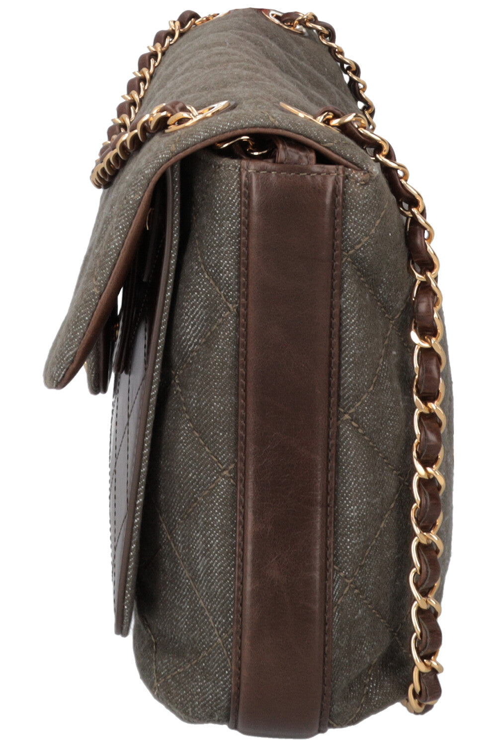 CHANEL 2016 Single Flap Large Green Brown