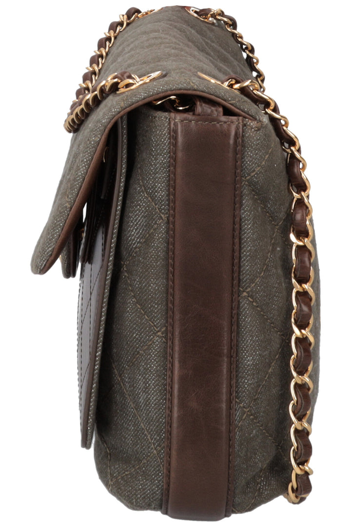 CHANEL 2016 Single Flap Large Green Brown