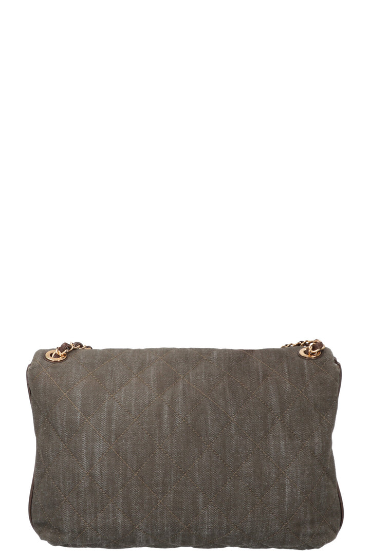 CHANEL 2016 Single Flap Large Green Brown
