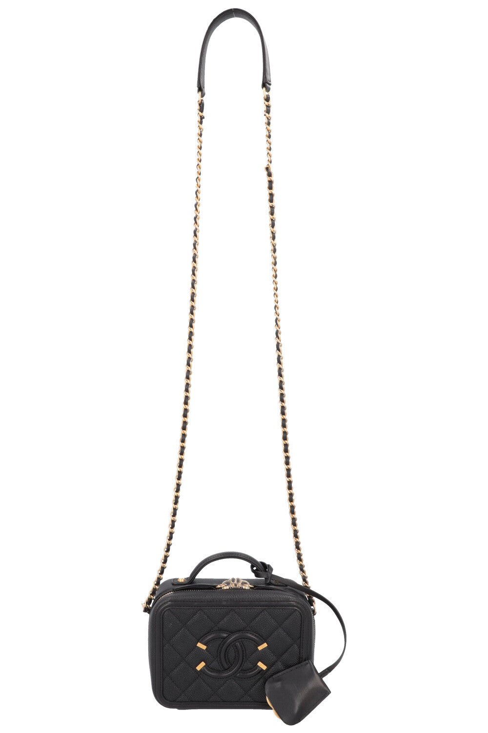 CHANEL Small Filigree Crossbody Bag Caviar Black