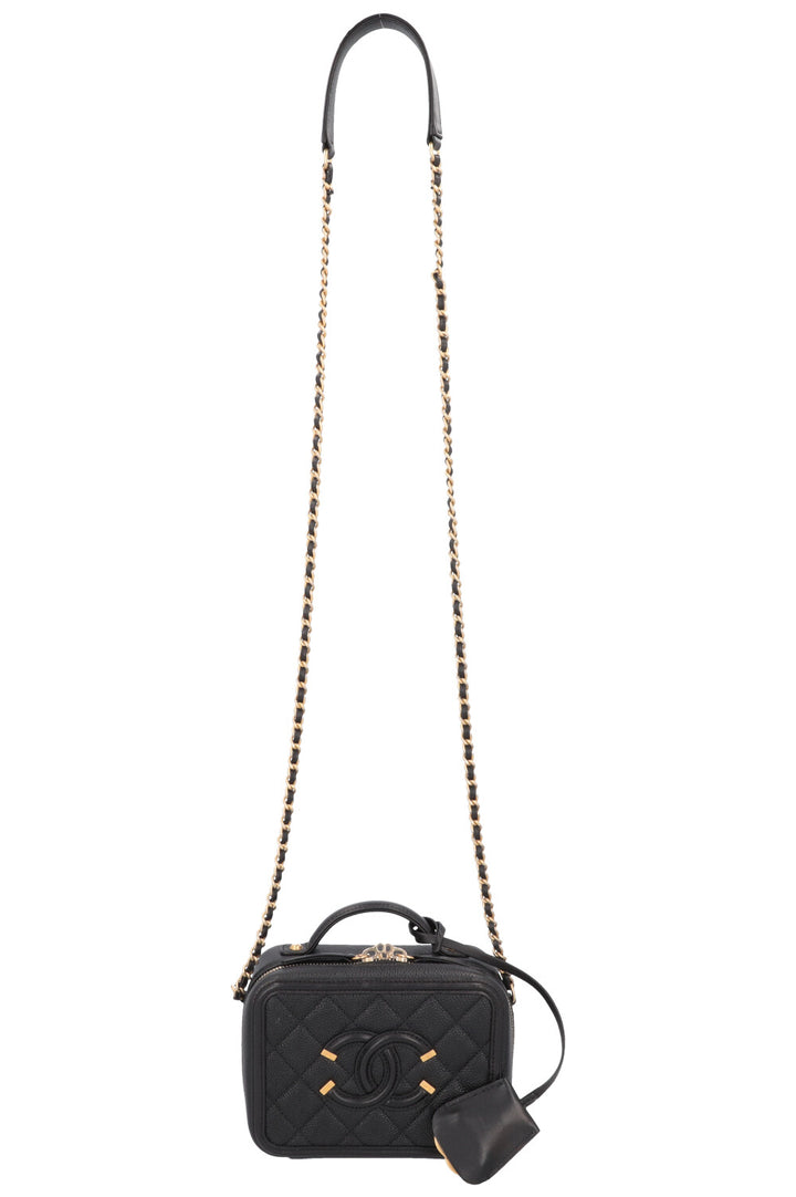 CHANEL Small Filigree Crossbody Bag Caviar Black