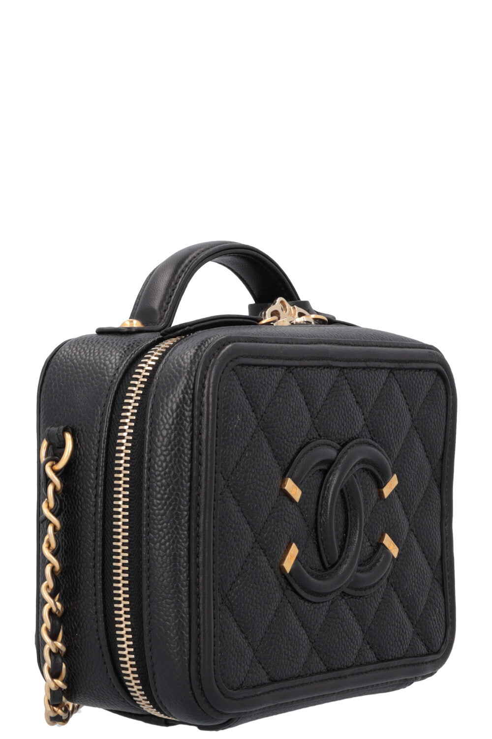 CHANEL Small Filigree Crossbody Bag Caviar Black