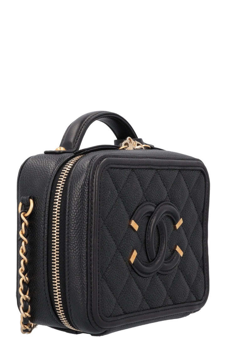 CHANEL Small Filigree Crossbody Bag Caviar Black