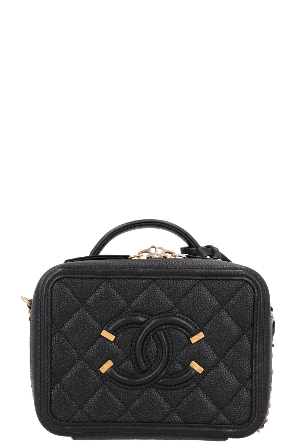 CHANEL Small Filigree Crossbody Bag Caviar Black