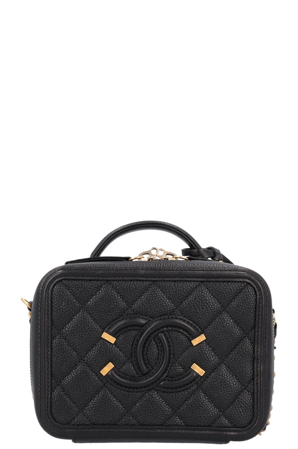 CHANEL Small Filigree Crossbody Bag Caviar Black